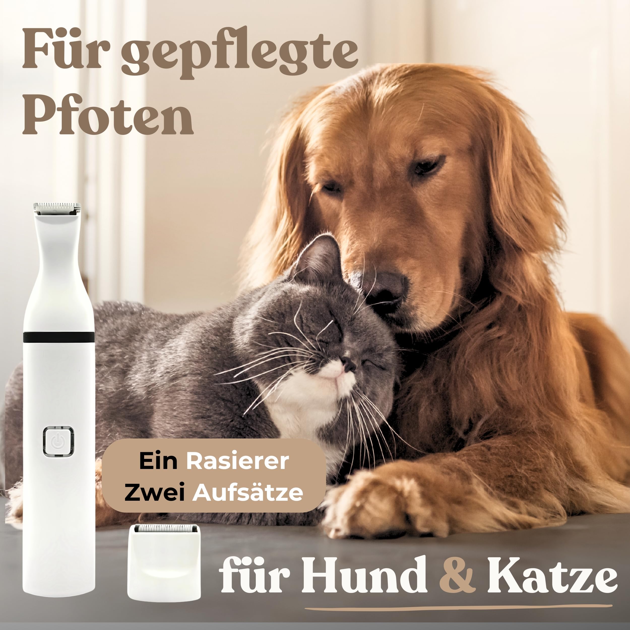 Profi Pfotentrimmer für Hunde und Katzen - Hundepfoten Trimmer leise Schermaschine Hundeschermaschine Rasierer für Augen, Ohren, Fell - starker Motor und Akku - mit USB-C