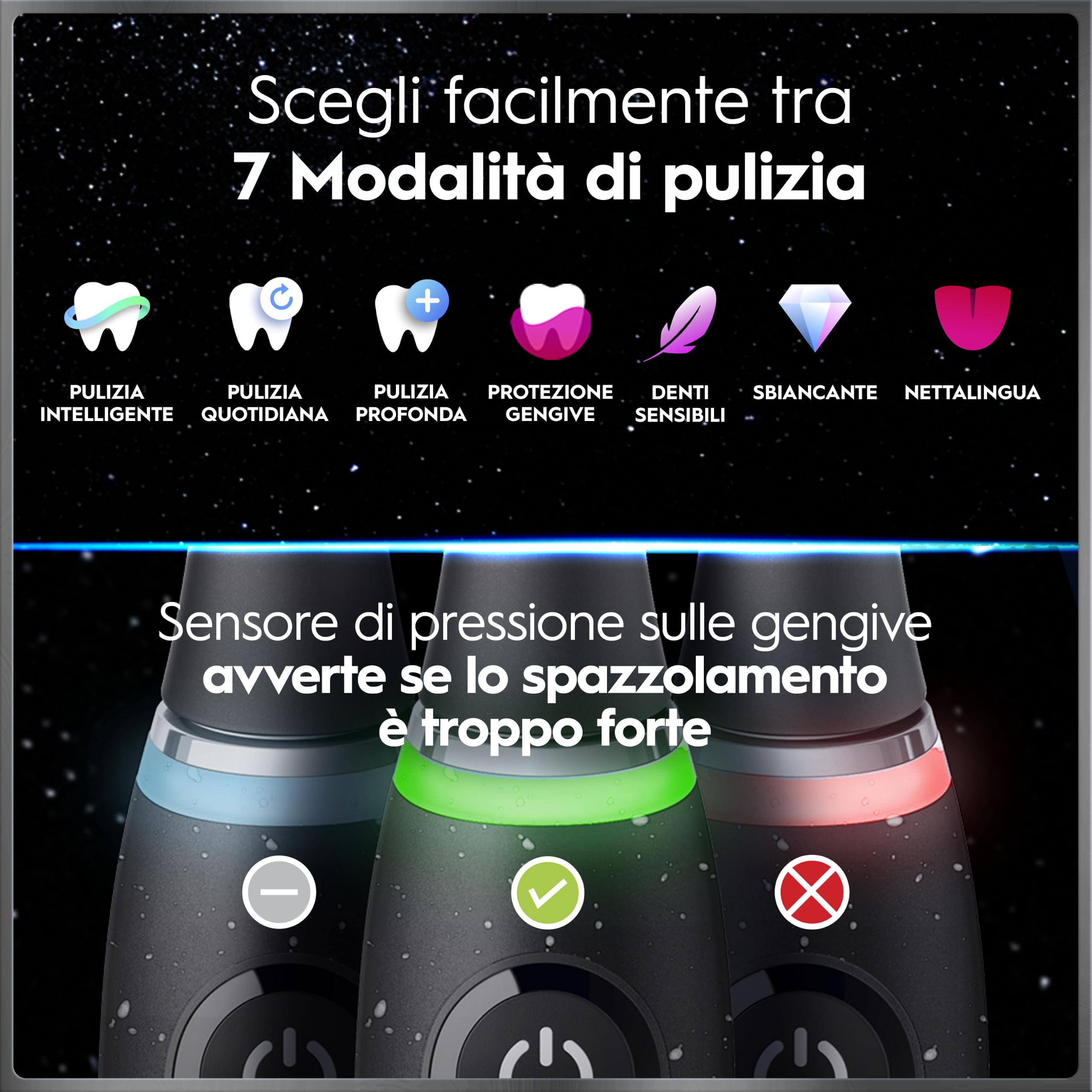 Oral-B iO 10 Spazzolino Elettrico, 3 Testine di Ricambio, Custodia, Nero - 3 Testina di Ricambio per Spazzolino Elettrico, Ricaricabile, Custodia da Viaggio Ricaricabile, Pulizia Denti Efficace