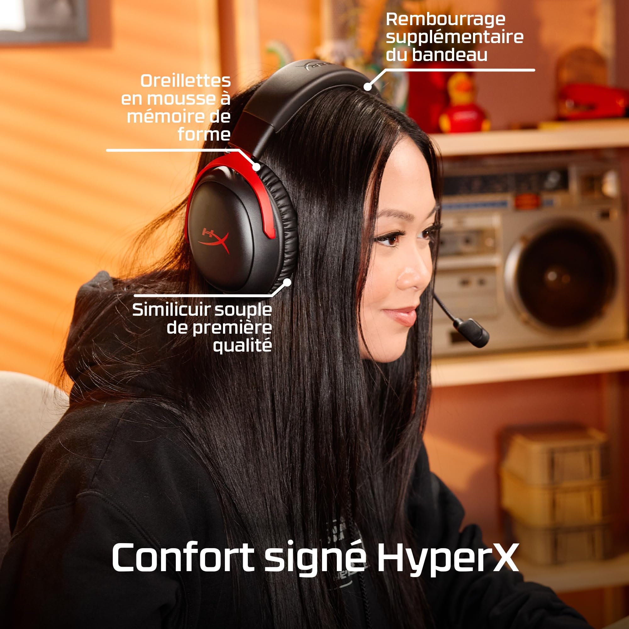 HyperX Cloud III S, Casque Gaming sans Fil, Bluetooth/2,4 GHz, PC/PS5/Xbox, jusqu'à 200h de Batterie, transducteurs 53 mm, DTS, Micro 10 mm, Rouge et Noir