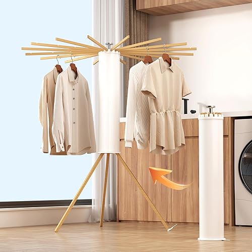 Miniatura 6 de Trípode de secado de ropa, estante de secado de ropa para ropa, secadora de paraguas plegable plegable que ahorra espacio con 16 varillas, estante