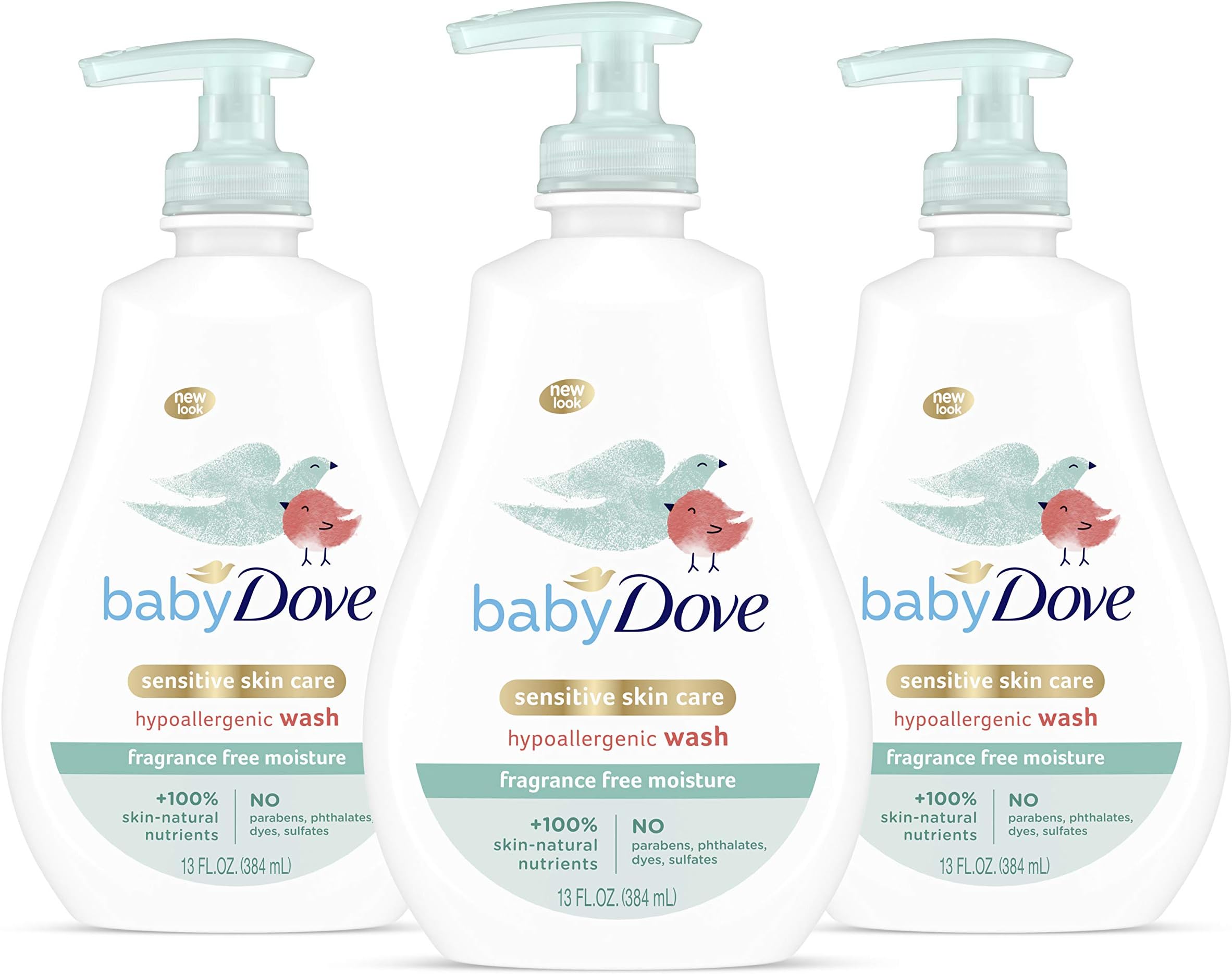 Tip to Toe Baby Body Wash For Baby's Sensitive Skin Sensitive Moisture Washes Away Bacteria, Fragrance-Free and Hypoallergenic Baby Soap, 13 Fl Oz (Pack of 3)