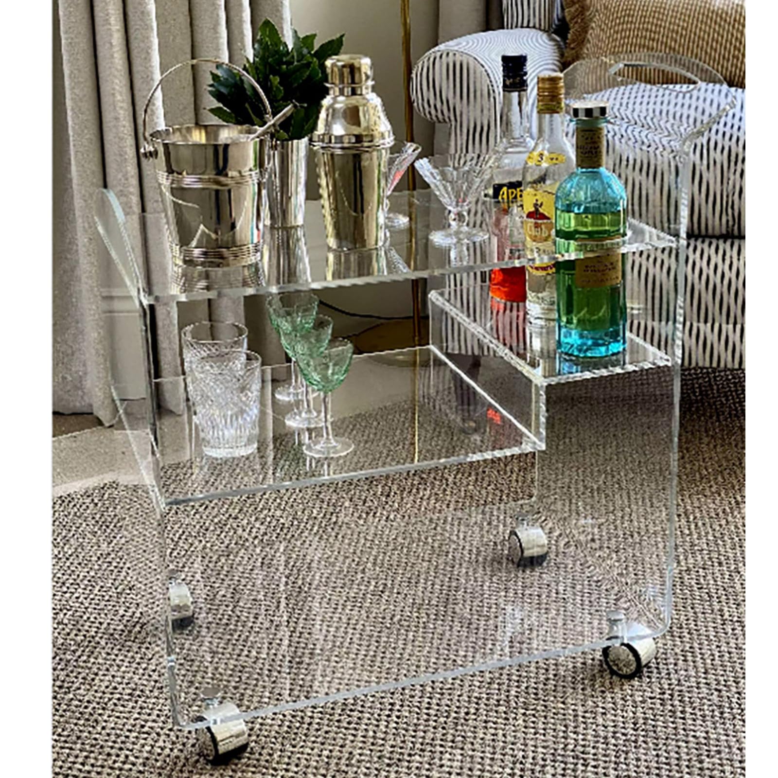 Amazon.co.jp: 透明アクリルバーカート、3段キッチンサービングカート