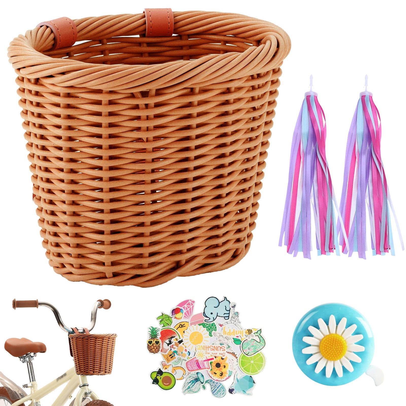 PopHMN Panier de vélo en Osier, Panier Avant de vélo tissé à la Main