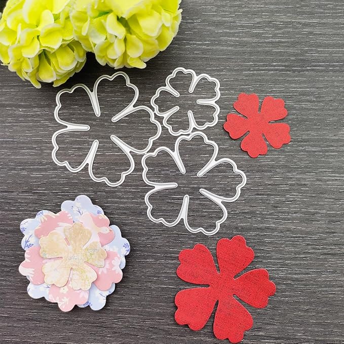 Amazon.com: Kashoer 3D Rose Flower Metal Die Cuts,Wedding Flower Leaf ...