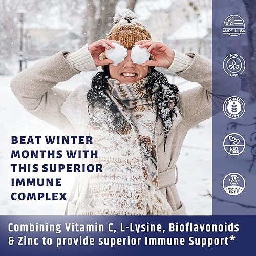 Miniatura 4 de AgeImmune Vitamin C 1000mg Complex with L-Lysine 500mg, Zinc 12mg, Bioflavonoids 300mg. Doctor Formulated Magnesium Stearate Free Supplements for