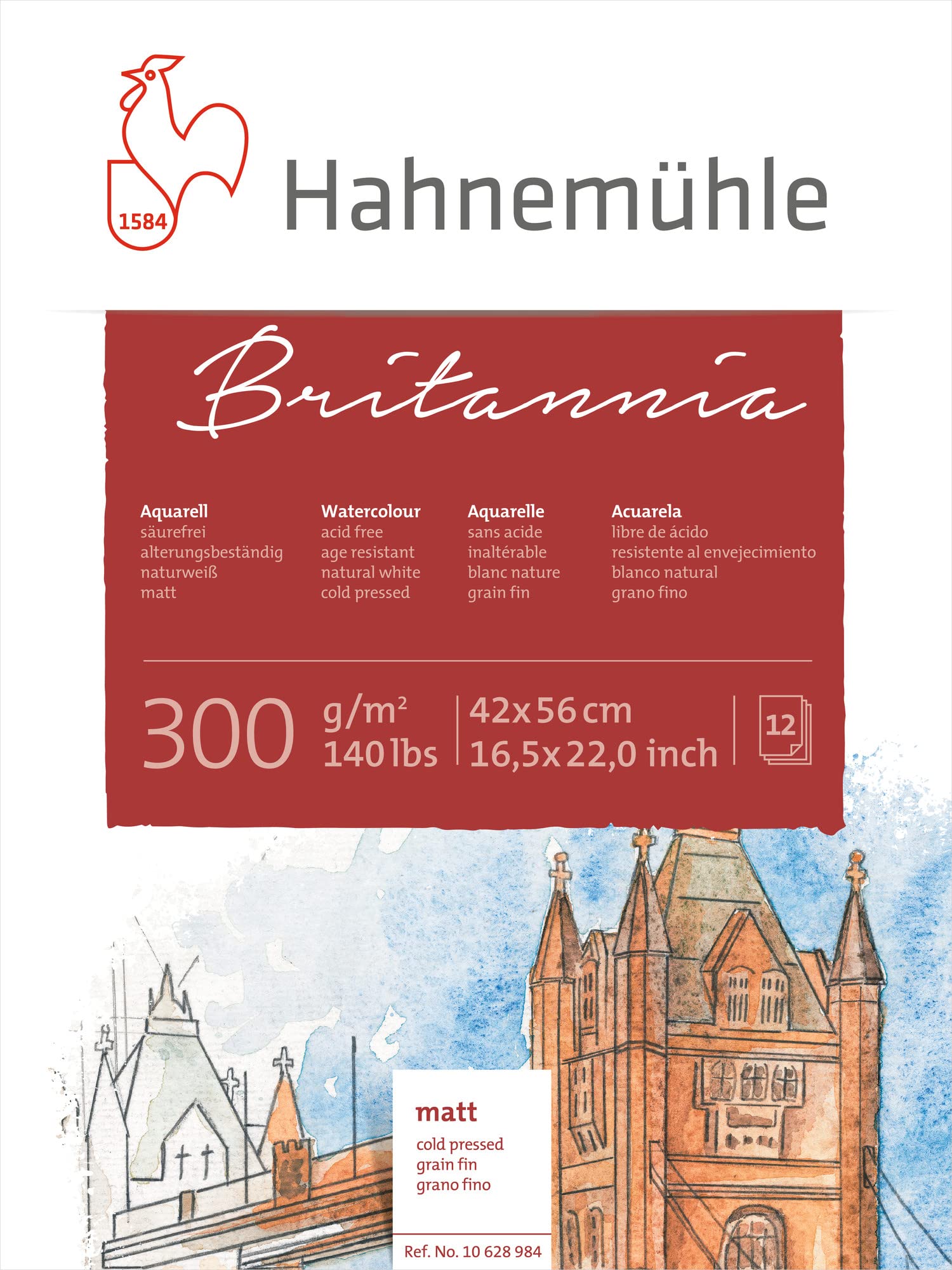 Hahnemuhle Britannia 300gsm Block - 42 x 56cm Matt,White