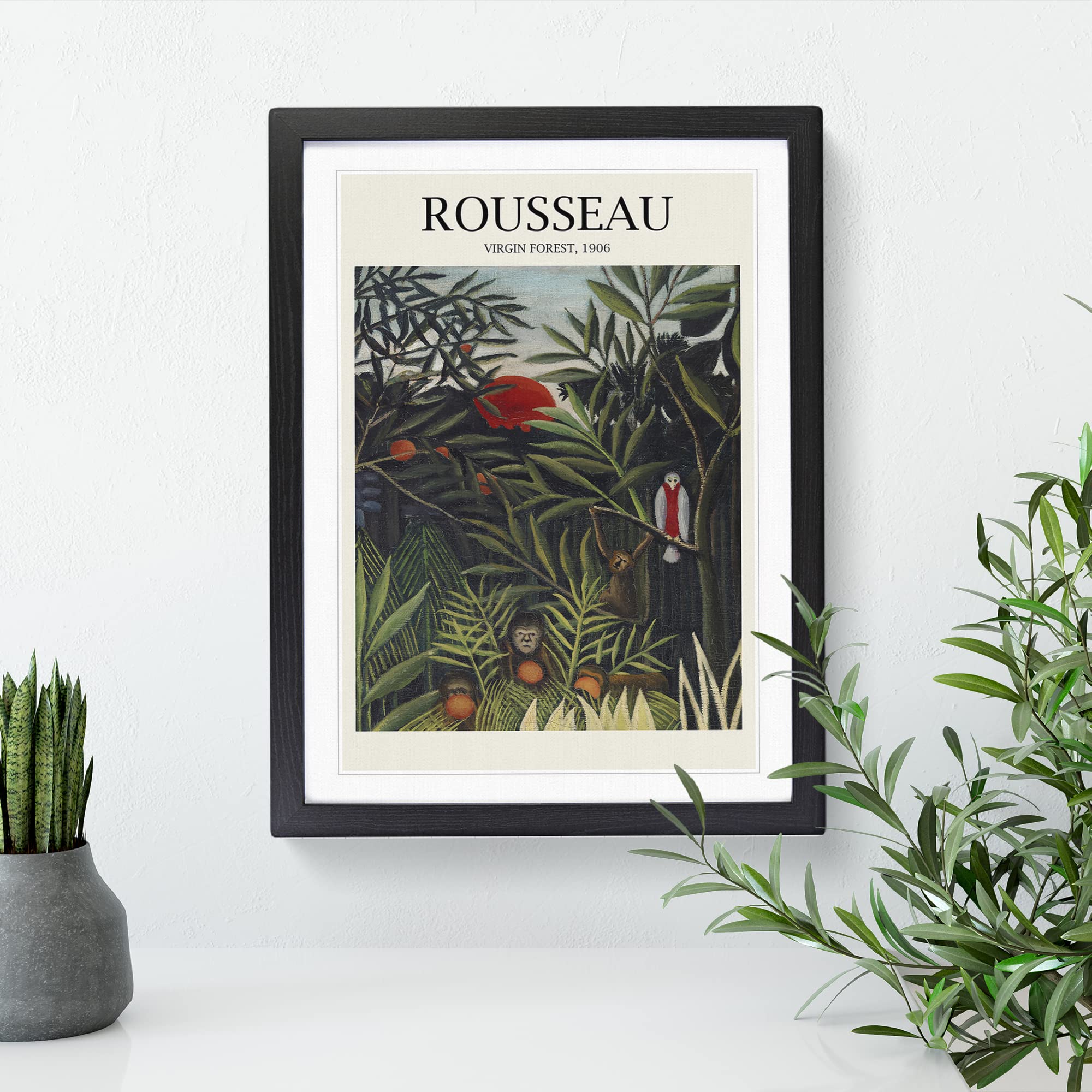 Monkeys And Parrot In The Virgin Forest By Henri Rousseau Exhibition Museum Painting Framed Wall Art Print - Image 3