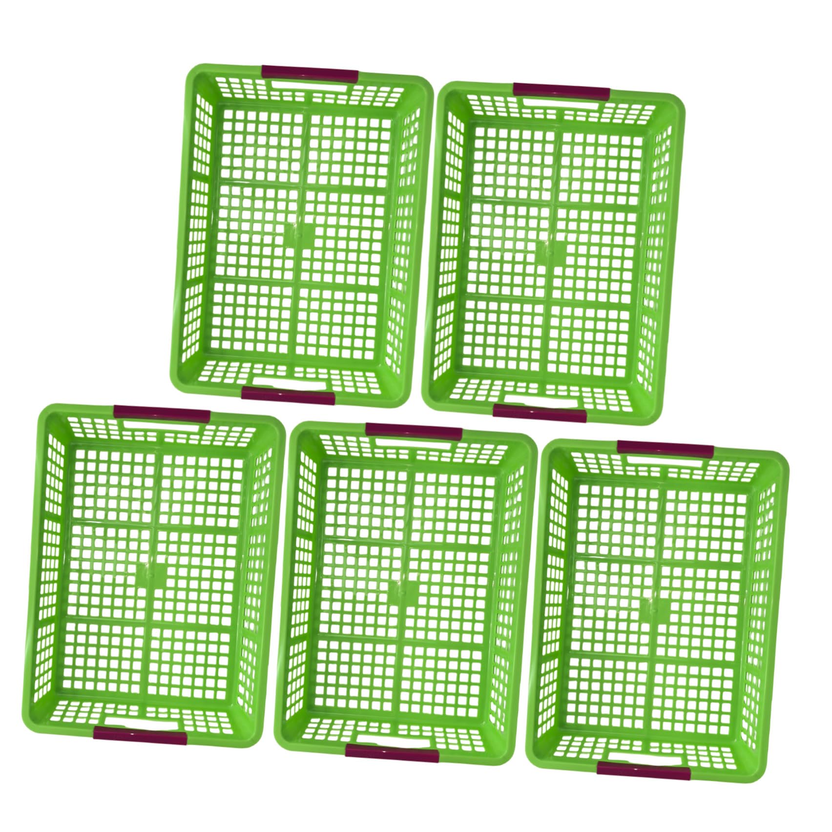 5 Piezas Cesta de Almacenamiento Rectangular Apilable de Pp Verde