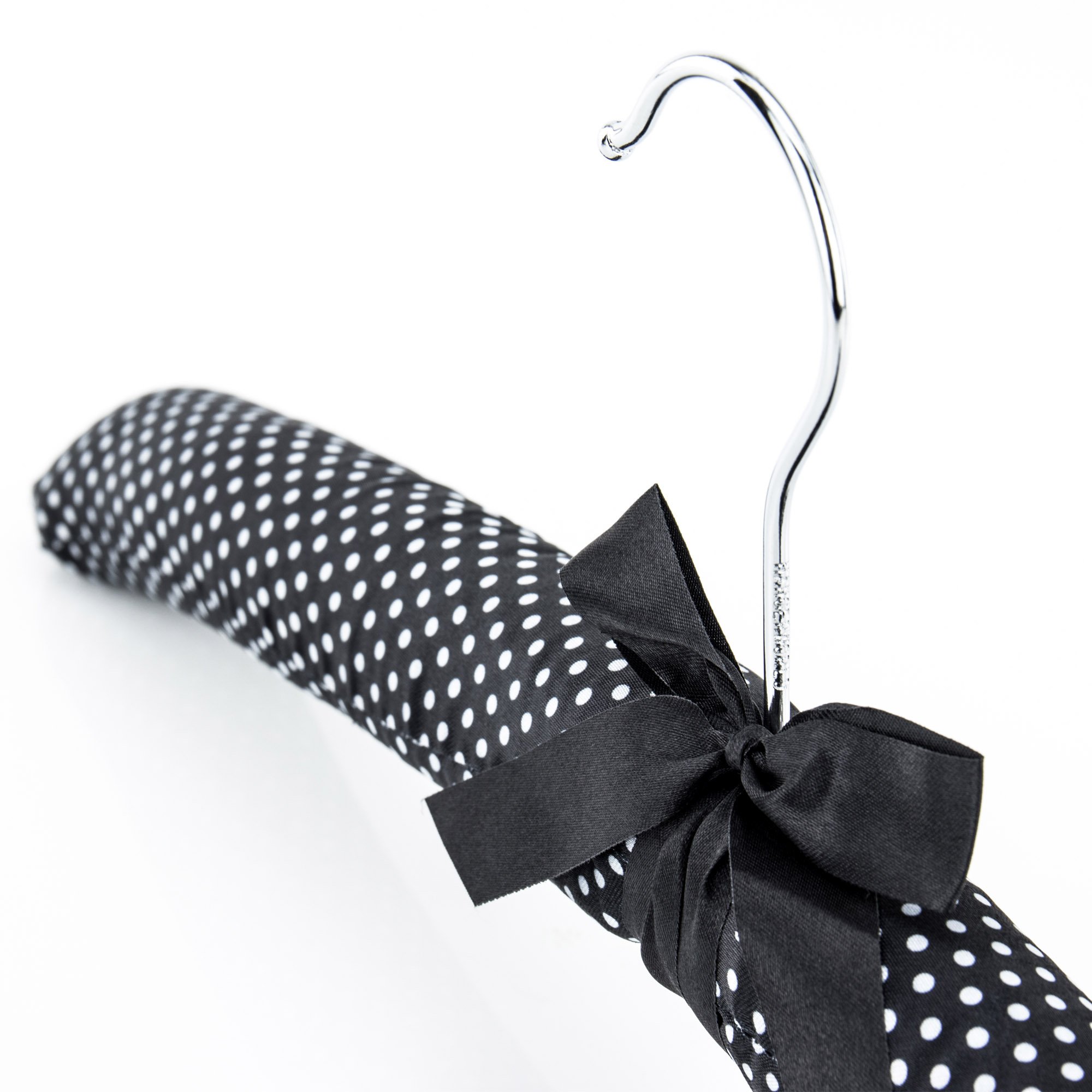 Hangerworld 10 Grucce Appendiabiti 43cm Nere a Pois con Morbida Imbottitura e Rivestimento in Stoffa