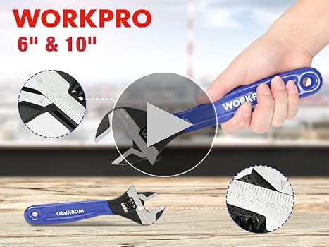 れるかる WORKPRO 8-Inch Adjustable Wrench, Cr-V Steel Wide Jaw Black