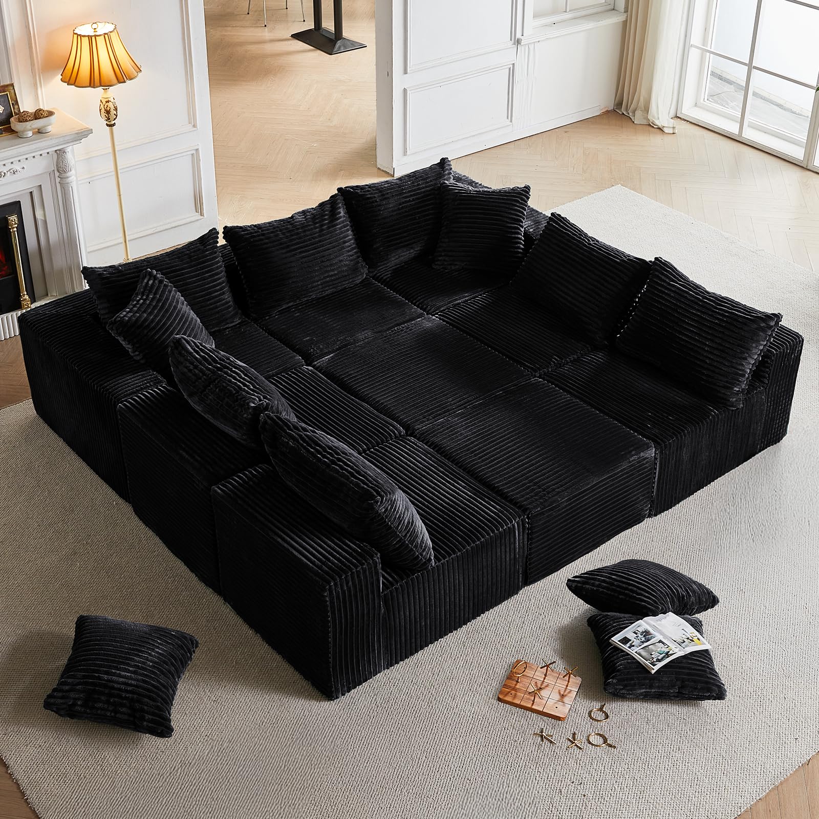 Sleeper Sofa 9 Seater Boneless Couch Modular Sectional Sofa Cloud Couch Sectional Couches for Living Room U Shaped