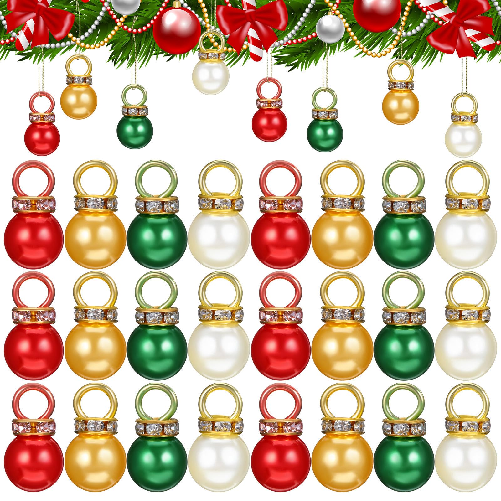 NUOBESTY 200 Mini Palline di Natale con Perle per Albero di Natale