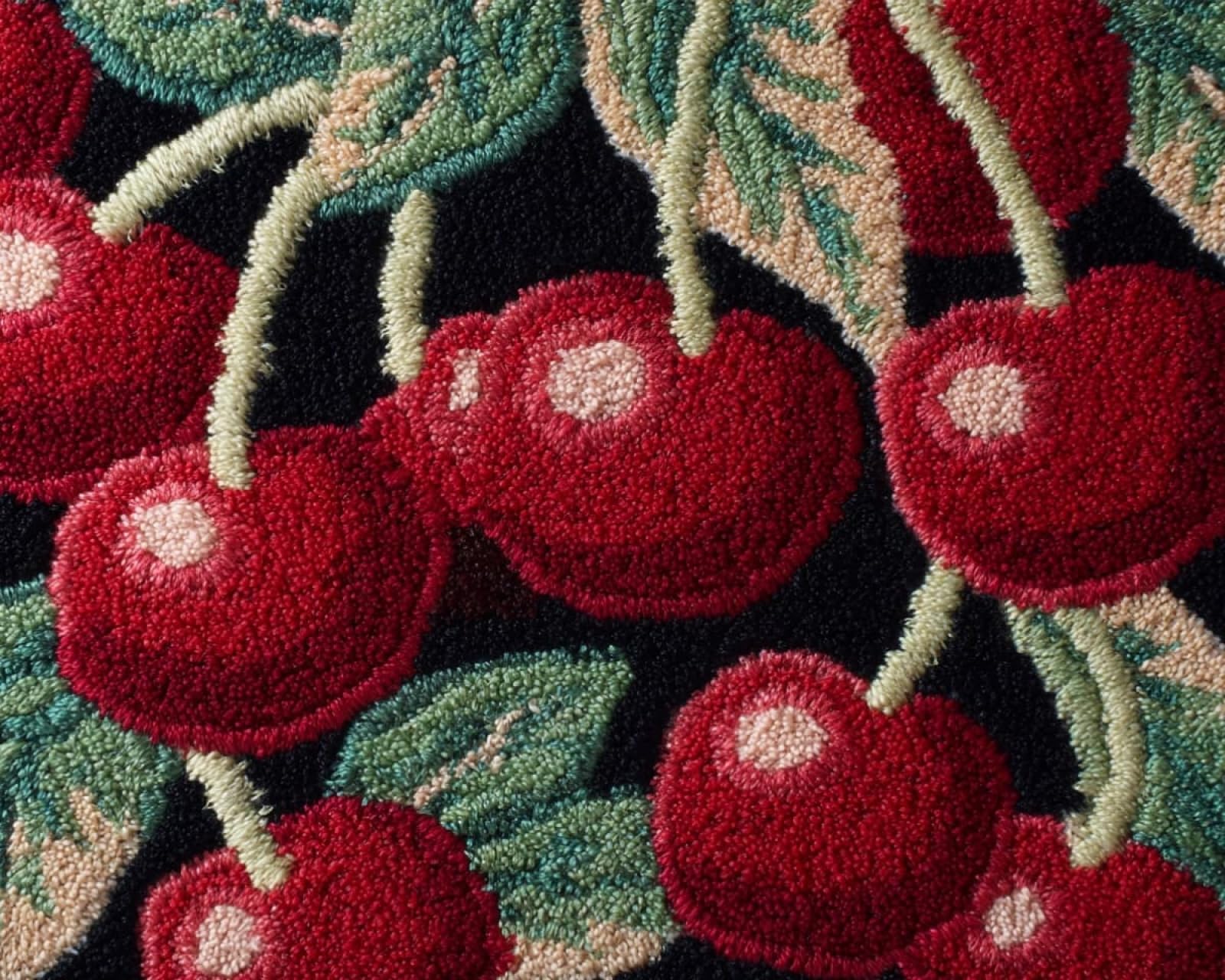 Wallphantom DIY Latch Hook Rug Kits for Adults,Cherry,Tapestry Pre-Printed Patterns Carpet Needlework Crochet Yarns Latch Hooking Mat Cushion for Home Decor,80x160cm