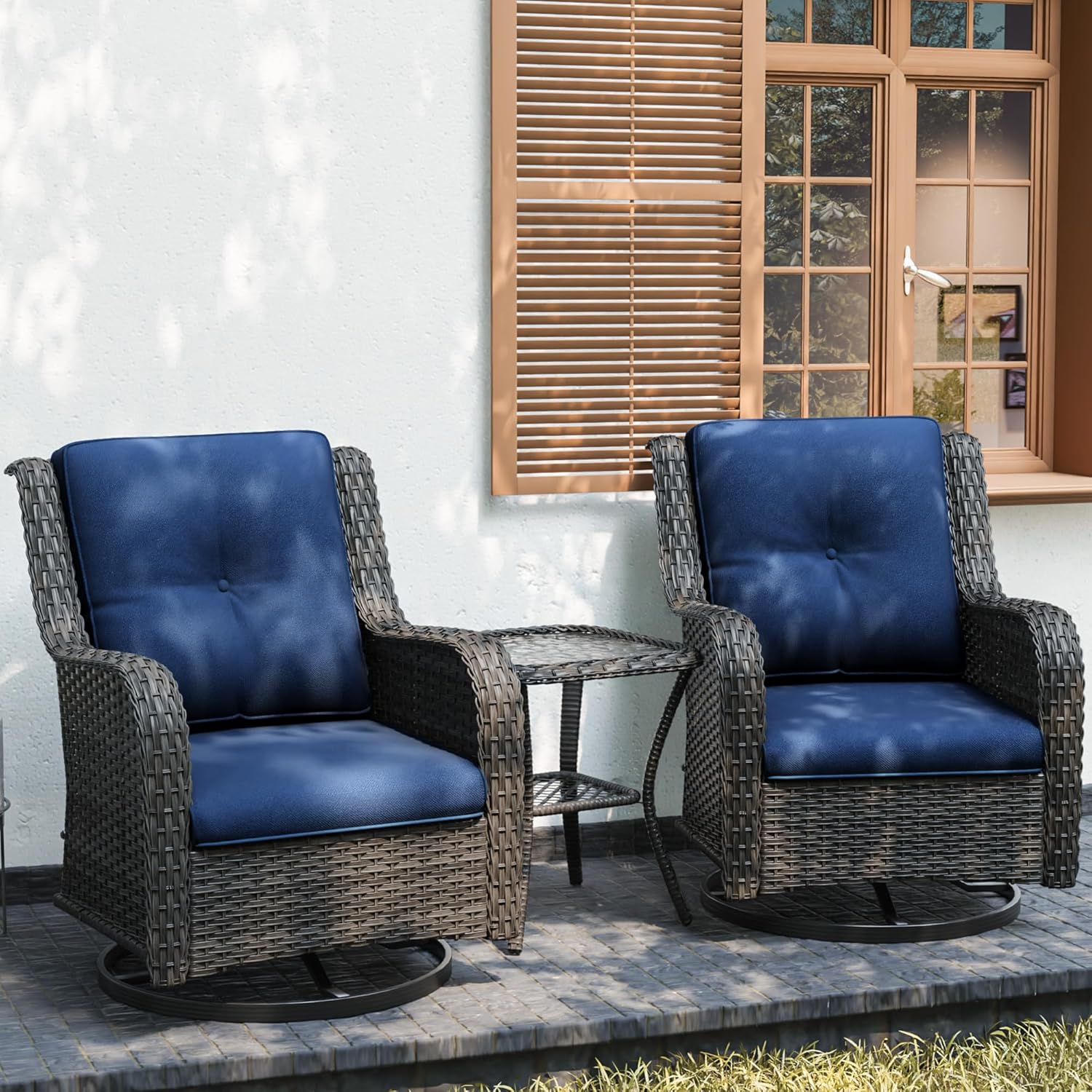 Joyside 3-Piece Outdoor Wicker Patio Set with Cushions