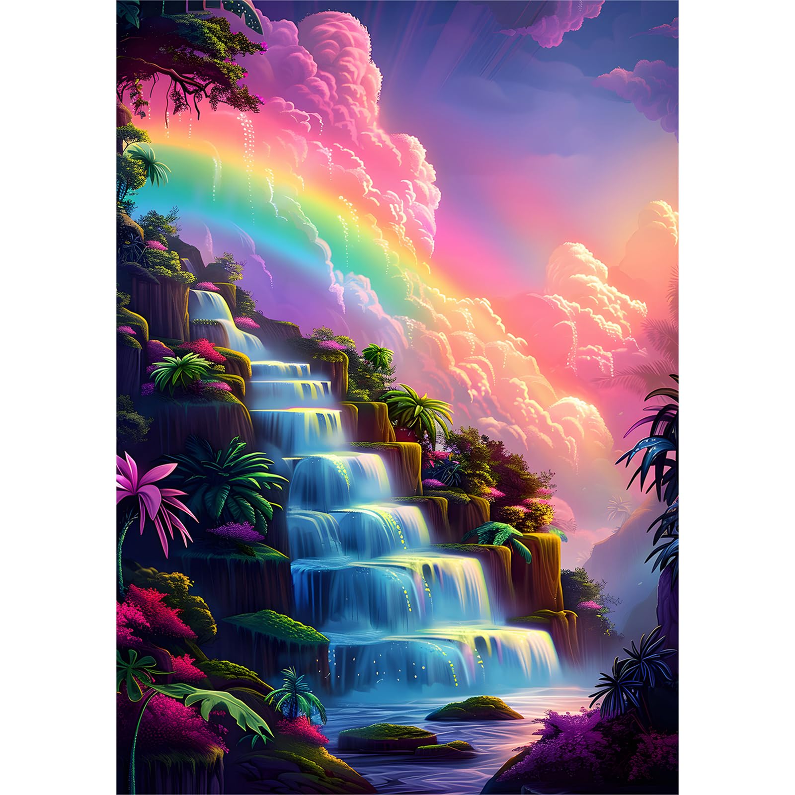 EOBROMD 5D Rainbow Diamond Painting Kits for Adults, Full Round Drill Fantasy Diamond Art Kits, Waterfall Crystal Art Kits for Home Wall Decor Gifts 30x40cm — image 1
