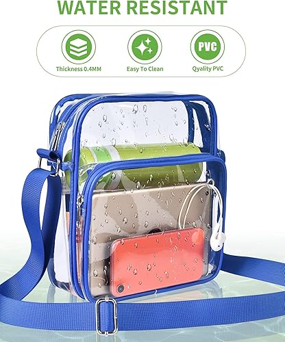 Miniatura 6 de Bolso bandolera transparente transparente aprobado por el estadio bolso transparente adecuado para el trabajo conciertos y deportes Negro, Azul /