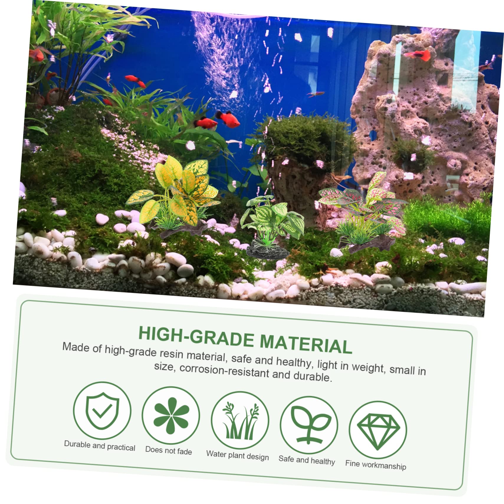 ULTECHNOVO 3 Set Ornamenti Di Piante Acquatiche Simulate Mini Piante Finte Arredamento Dell'acquario Contenitori Decorazioni Di Piante Finte Ornamento Dell'acquario 3 Pezzi * 3