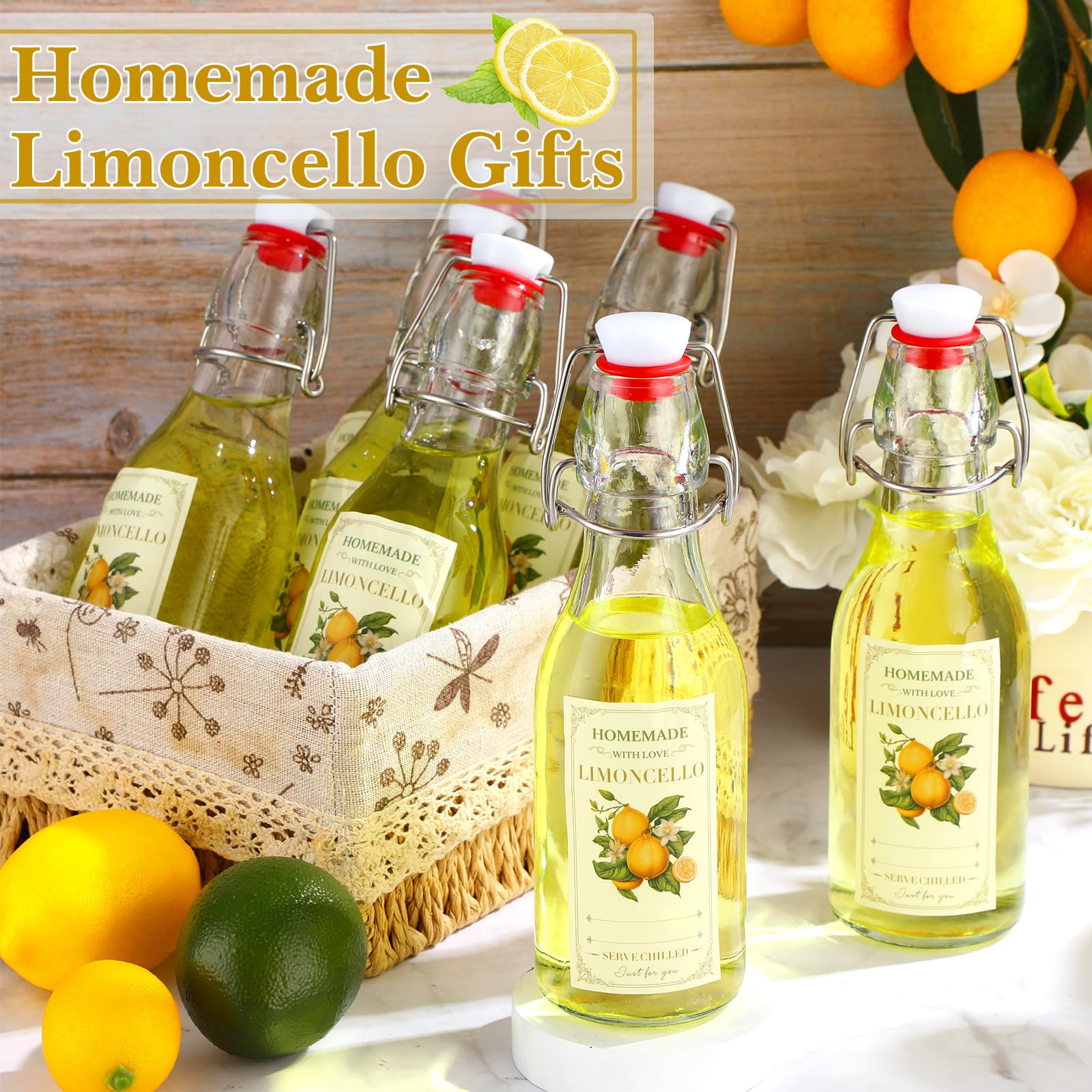 Havawish 12 Sets 8 oz Limoncello Swing Top Glass Bottles for