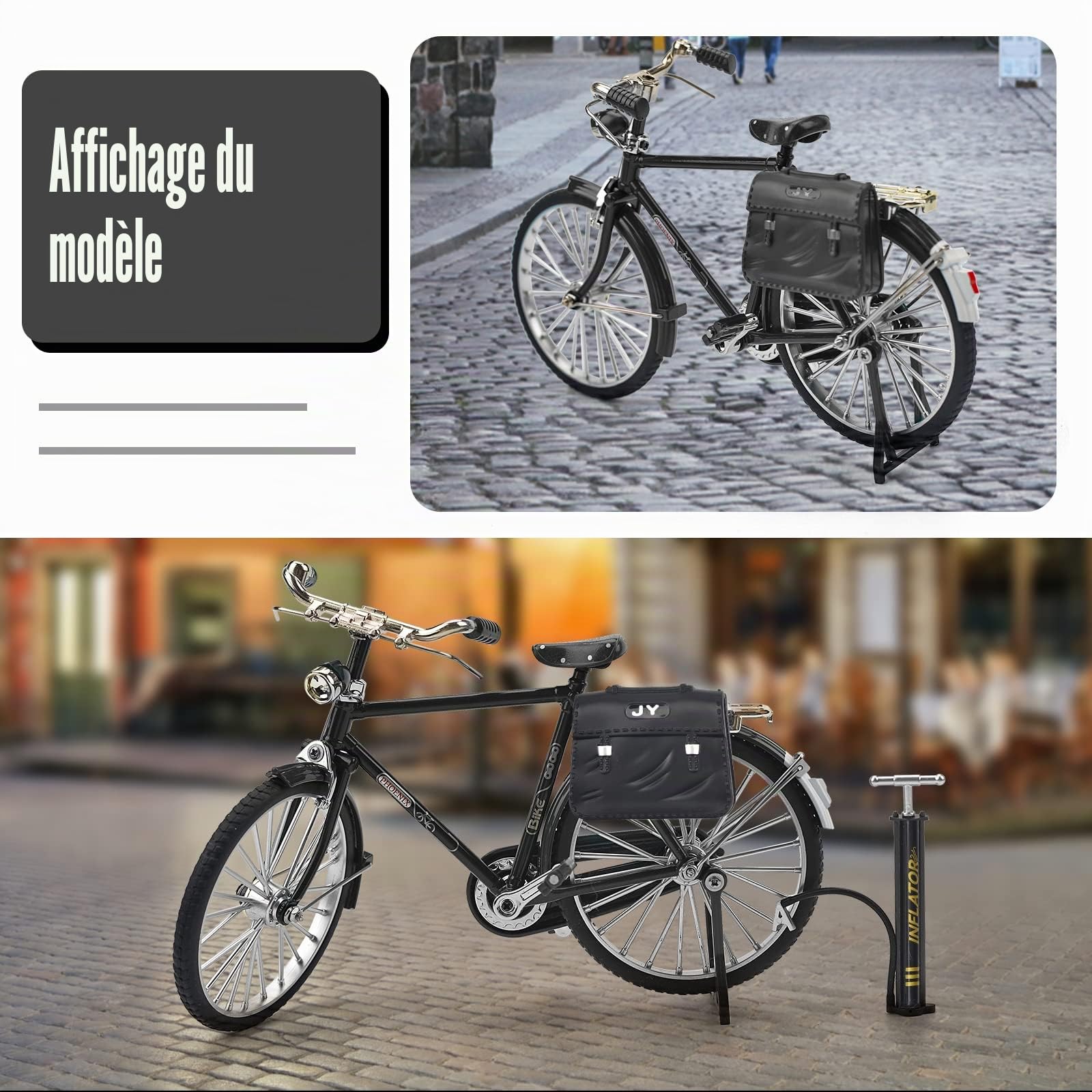Vélo de Doigt Modèle de Vélo de Doigt Modèle 1:10 Jouet pour Vélo Miniature Mountain Ornements, BMX Finger Bike pour Collections, Décoration de Bibliothèques (Noir)