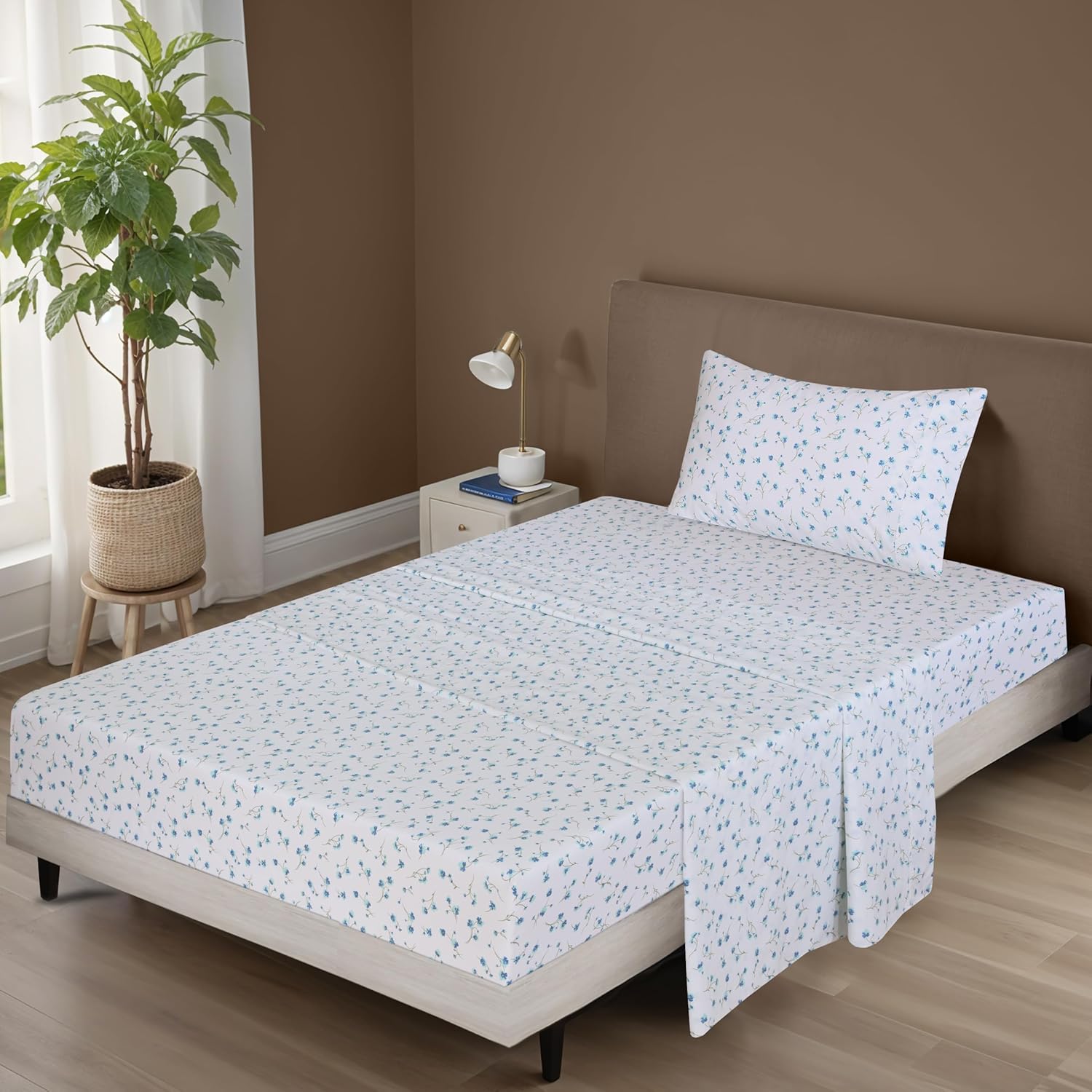 ZOYER 100% Cotton Sheets – Twin XL Size Percale Bedding, Cooling & Breathable, Durable with a Crisp, Soft & Comfortable Feel, 16" Deep Pocket, 3-Piece Set, La Laa Flower - Image 2