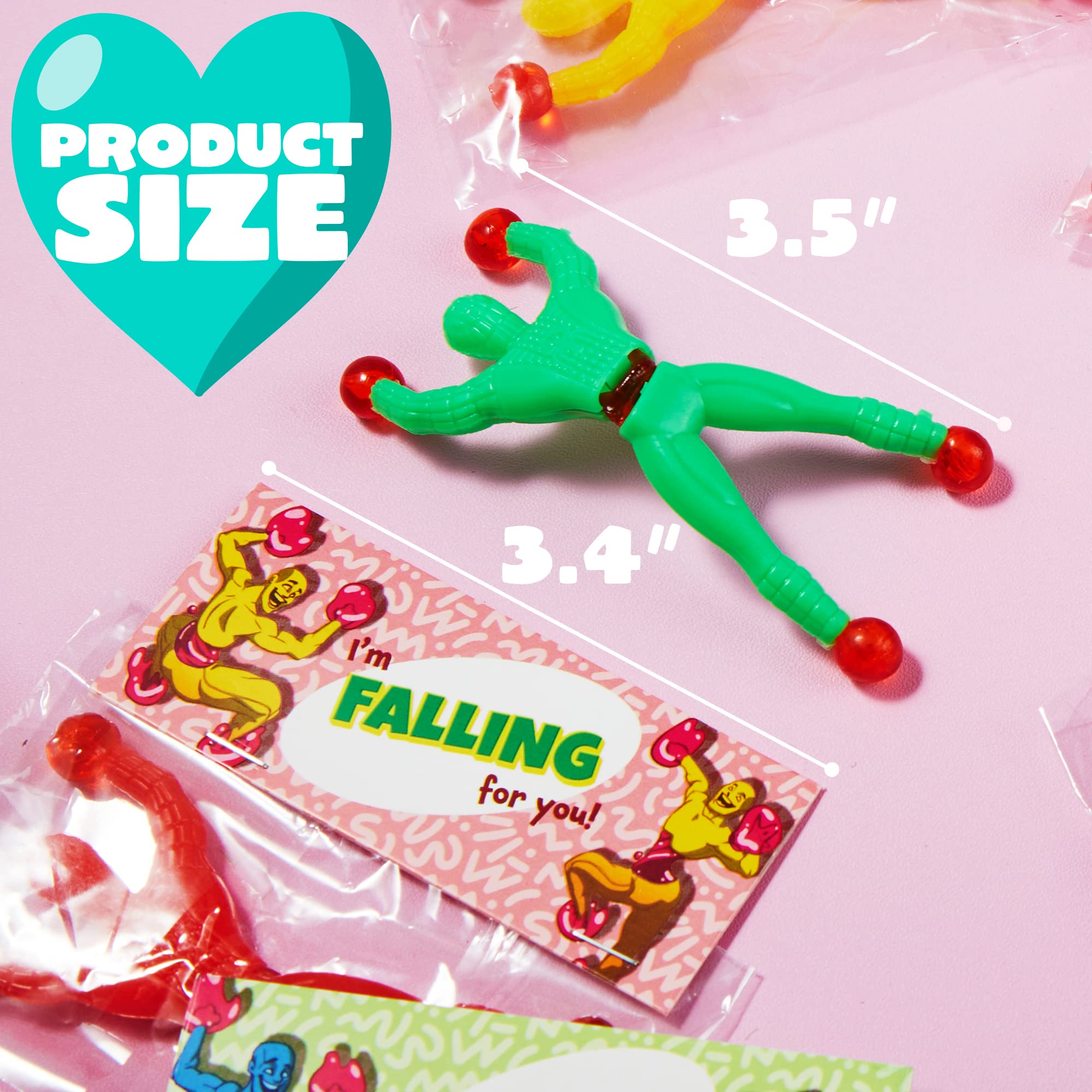 JOYIN 28 Stück Klebrige Wandkletter-Männer, Squishy-Spielzeug, Stressabbau-Spielzeug für Kinder, Valentinstagsparty-Geschenke, Klassenzimmer-Austauschpreise, Geschenk-Grußkarten