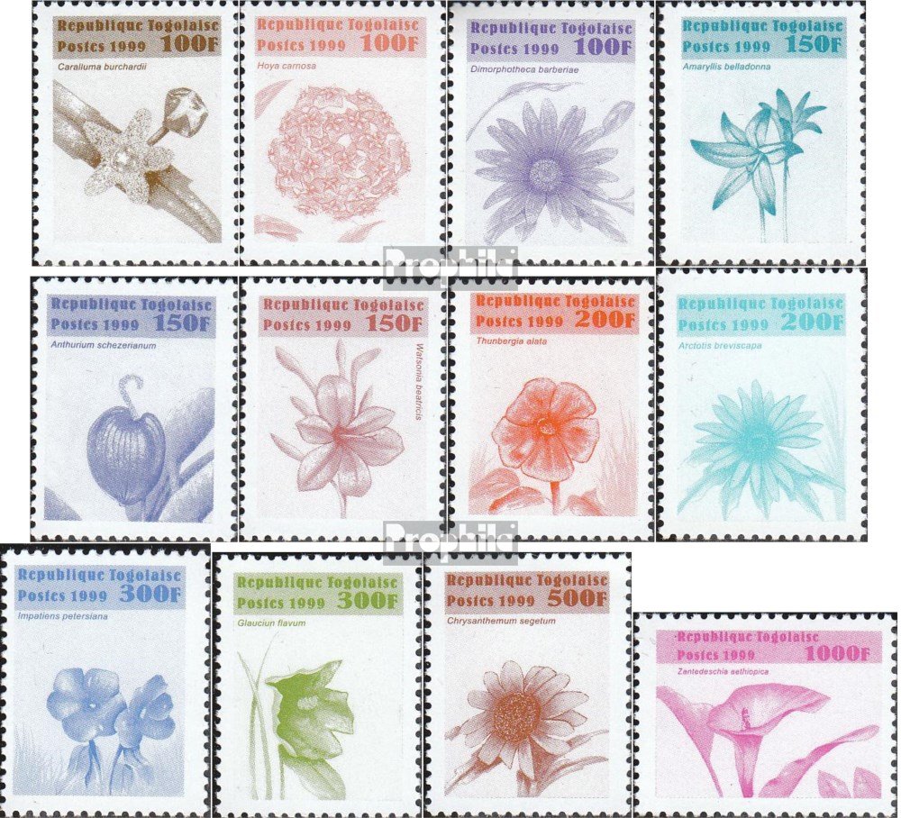 Togo 2830-2841 (complete.issue.) 1999 clear brands: Flowers (Stamps for collectors) plants / mushrooms