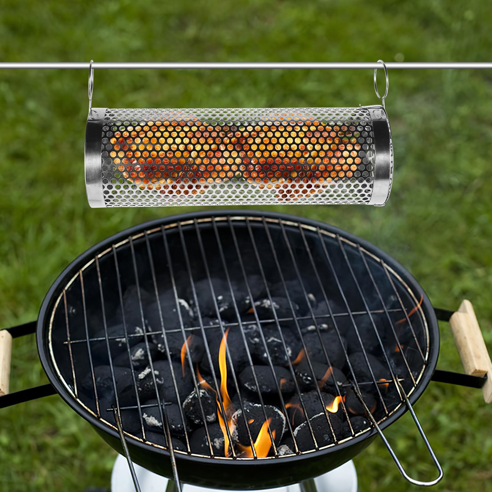 Acero Inoxidable Cesta para Parrilla Plata, Redonda, Portátil