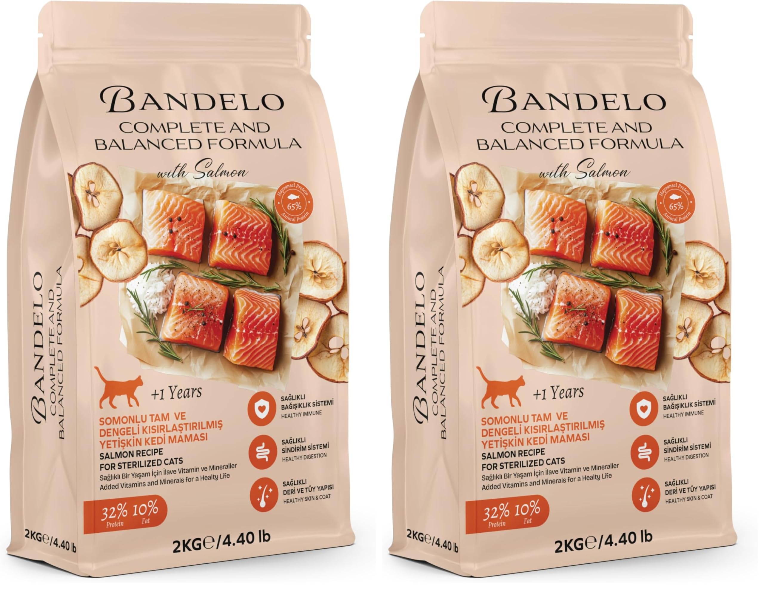Yetişkin & Yavru Kuru Kedi Maması - Vitamin İlaveli Tam ve Dengeli Kilo Kontrolü, Yüksek Hayvansal Protein İçerikli Kuru Mama (2 Kg, Somon) (2 paketi)