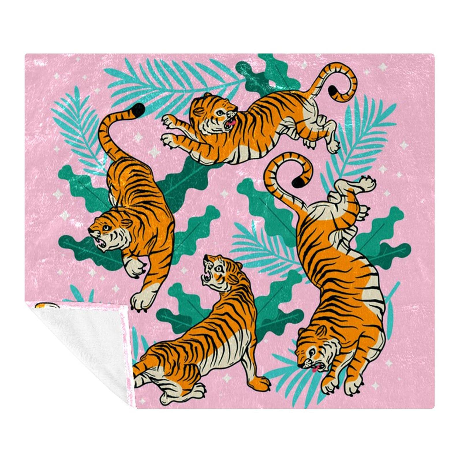 Couverture douce tigres pour voyage et canapé, plaid chaud en microfibre