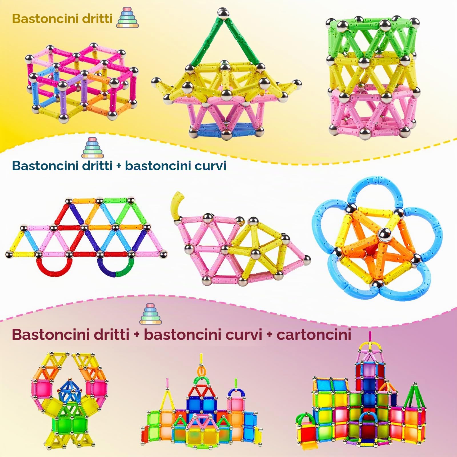 Costruzione Magnetico per Bambini da 244 pcs, Gioco Montessori dai 6 anni +