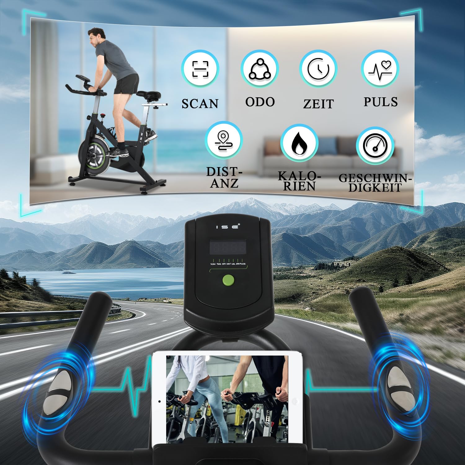 ISE Heimtrainer – LCD-Display, Pulsmessung, Einstellbarer Widerstand, Sitz & Lenker Verstellbar, Bis 120 Kg, Mit Flaschenhalter ISE Heimtrainer – LCD-Display, Pulsmessung, Einstellbarer Widerstand, Sitz & Lenker Verstellbar, Bis 120 Kg, Mit Flaschenhalter