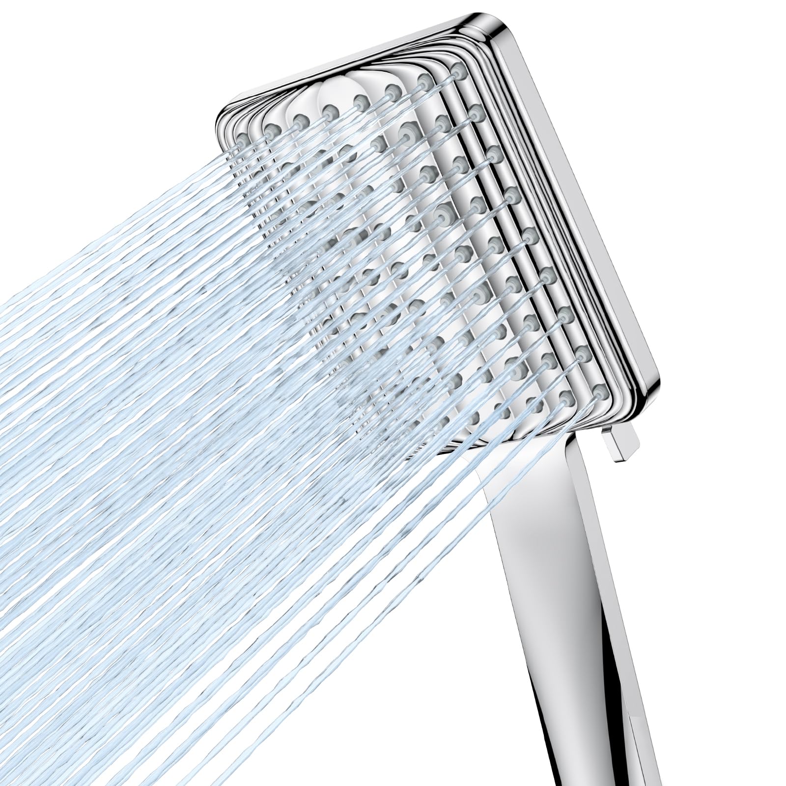 VOXON Shower Head High Pressure, Rainfall Shower Heads with 6 Spray Modes, Power Water Saving ShowerHead, Universal Square Shower Head, Handheld Large Rain Shower Heads for Electric Shower, Silver