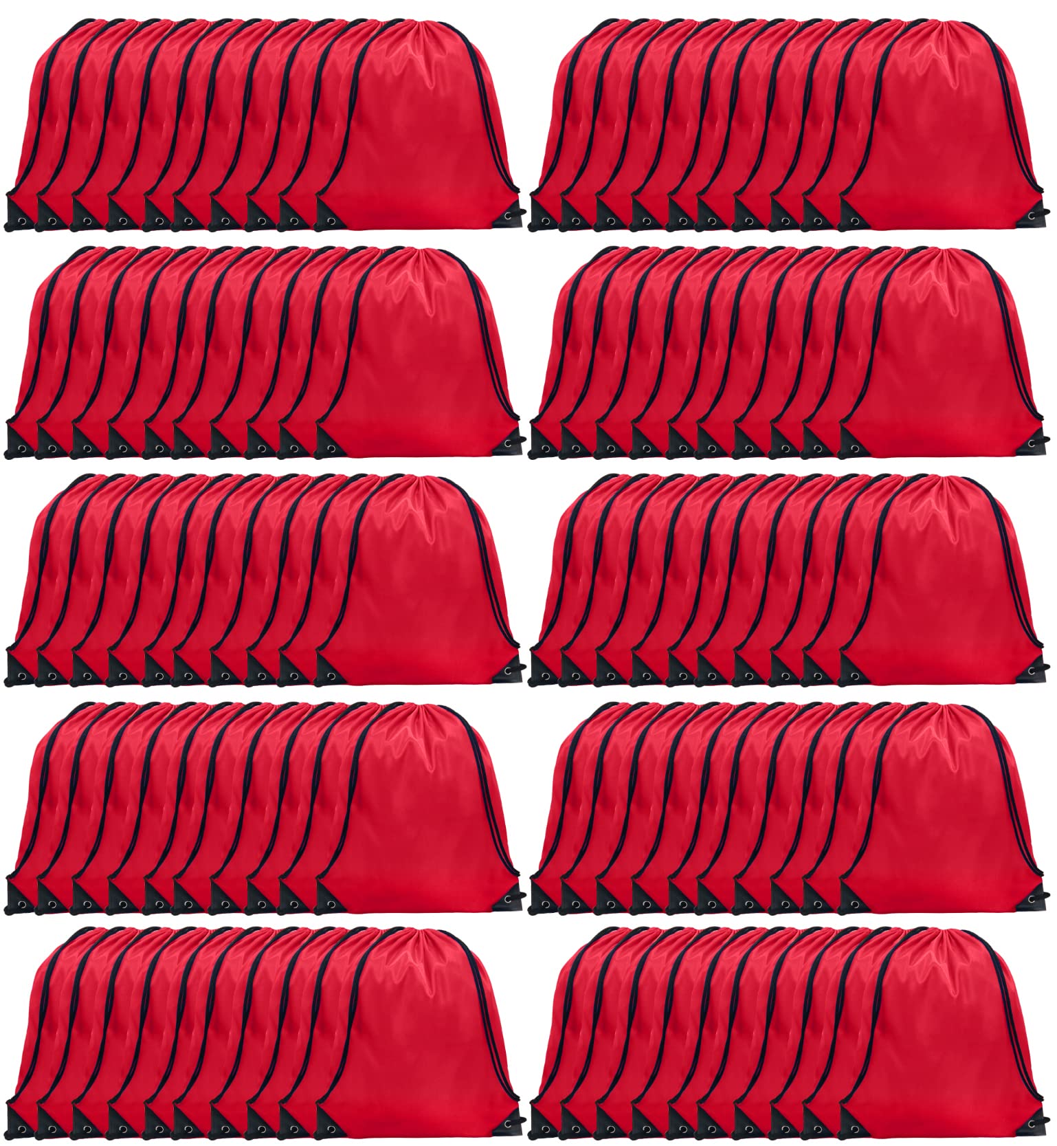 GoodtoU Drawstring Bags Bulk, 100 Pcs Cinch Bag Gym Sackpack Drawstring Backpack for Women & Men, Red