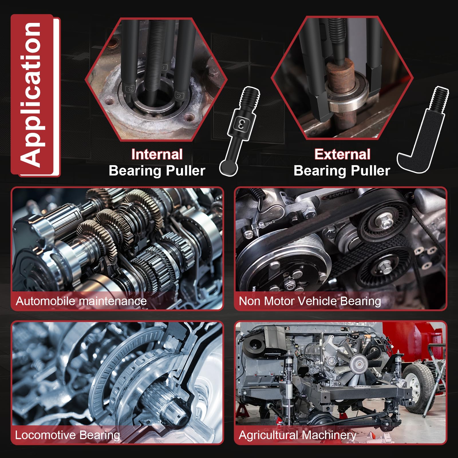 Kit de extractor de rodamientos 33 en 1, herramienta de extracción de rodamientos de rueda resistente mejorada y juego de extractor de agujeros ciegos con mango antideslizante para uso