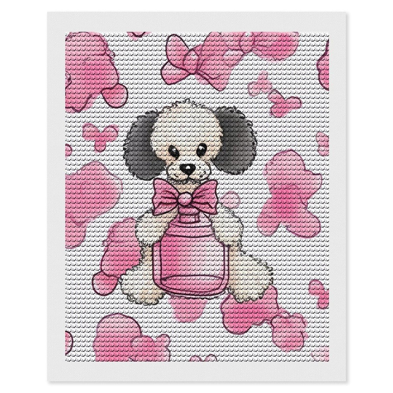 FodPand Diamond Art Kits for Adults, 5D Aurora Diamond Painting Kits for Beginners, Cute Poodle DIY Full Drill Dots Gem Art Paint Crafts for Home Wall Decor 16"x20"