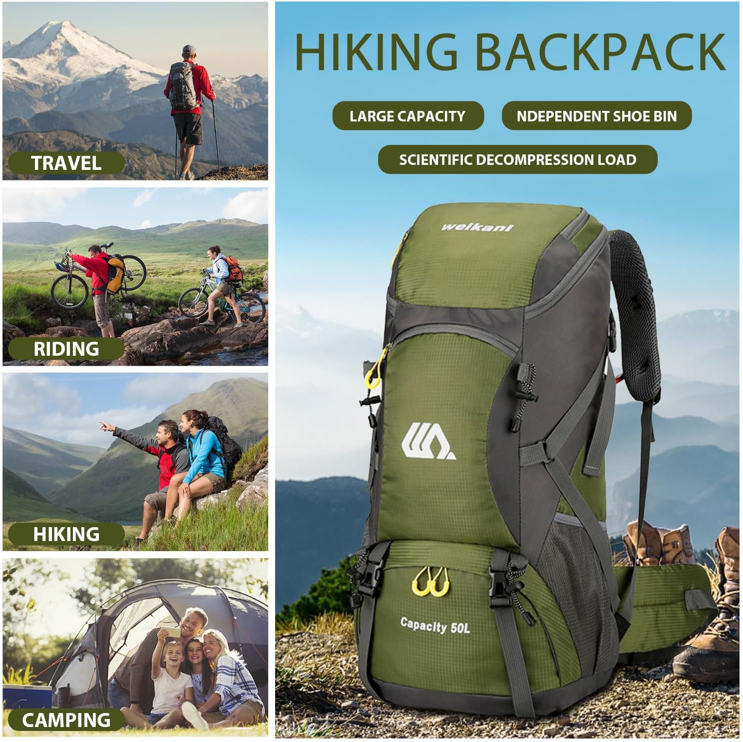 Favuit Hiking Backpack, 30L Lightweight Camping Backpack Outdoor Sport Daypack for Men Women Backpacking Touring Trekking - Image 9