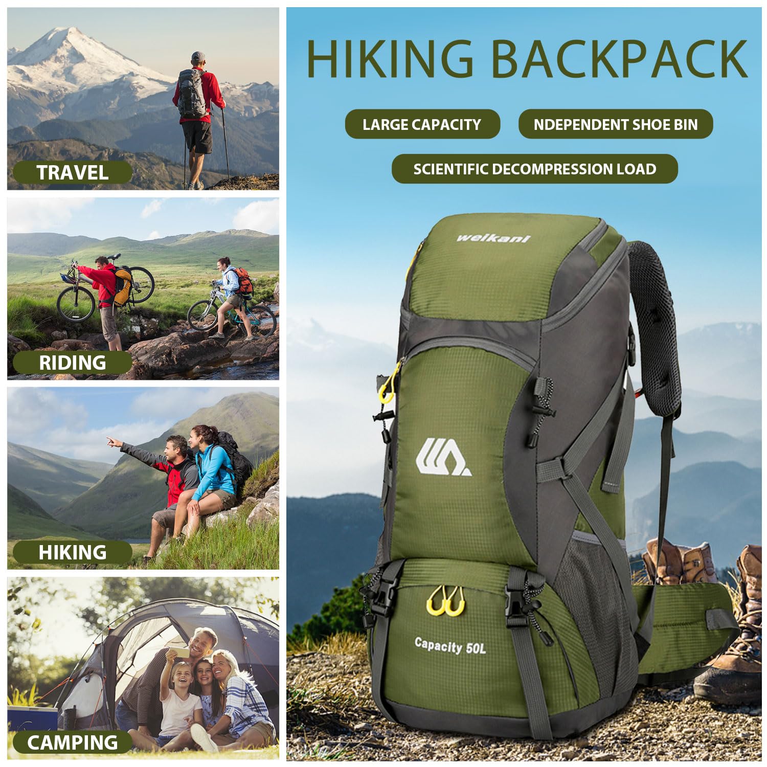Favuit Zaino da trekking da 30 l, da uomo e da donna, ultraleggero, pieghevole, da viaggio, per escursioni, arrampicata, per viaggi, alpinismo, campeggio, attività all'aperto, viaggi, sport