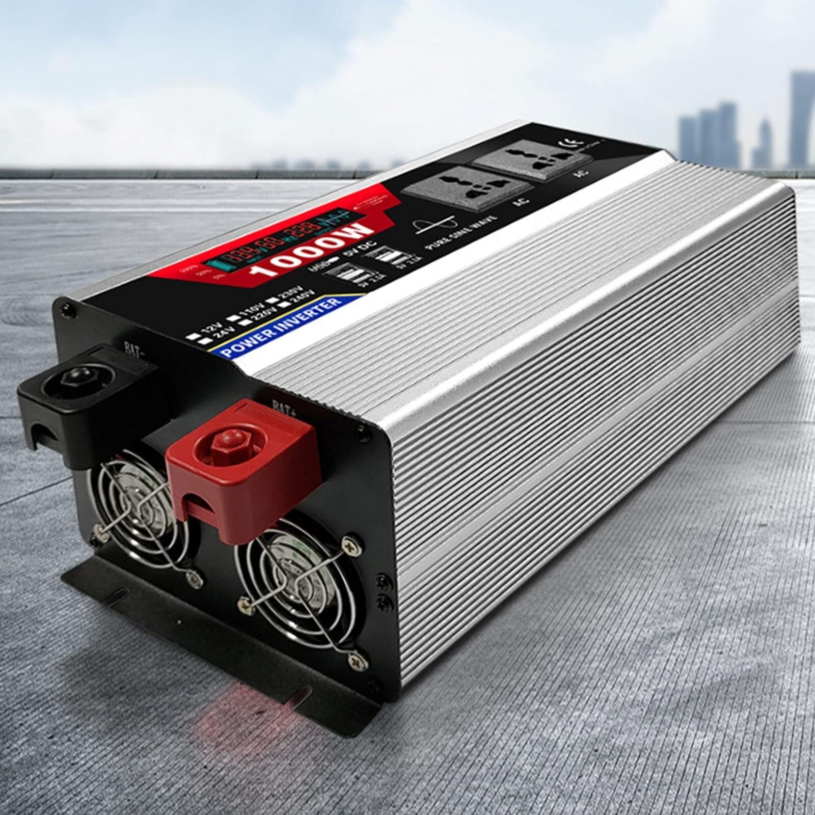 CZVJUKBYP Pure Sine Wave Power Inverter DC 12V/24V to 110V/220V Converter Adapter with 6 USB Port & 2 AC Outlets Remote Controller(12Vto220V,1000W)