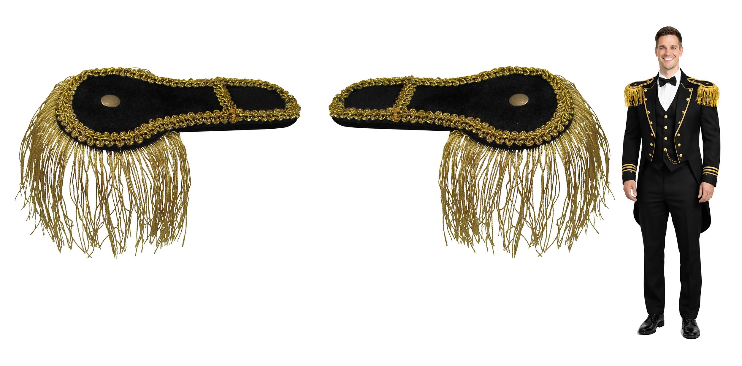 Cosplay Ringmaster Shoulder Epaulettes Gold Fringe Boards Costume Accessories