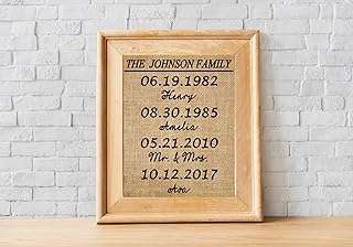 Important date sign- Personalized Gift for parents, Special dates print, What a difference a day makes- Burlap Print-11H(Frame not included)
