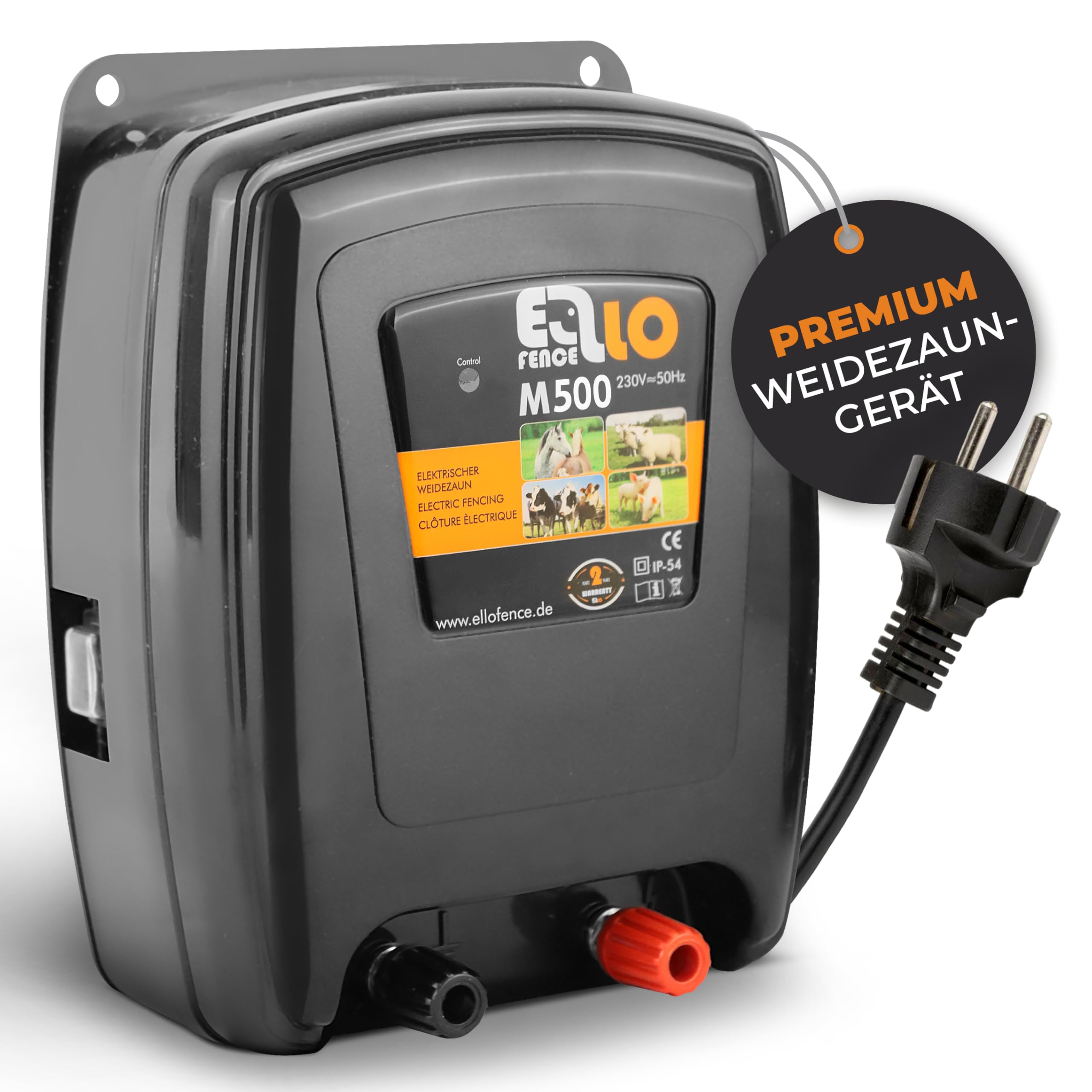 Weidezaungerät 230V Netz (M500) - Extra starkes & leises Elektrozaungerät - Premium Weidegerät für alle Haus- und Nutztiere geeignet - Stromzaungerät mit Zaunkontrollanzeige