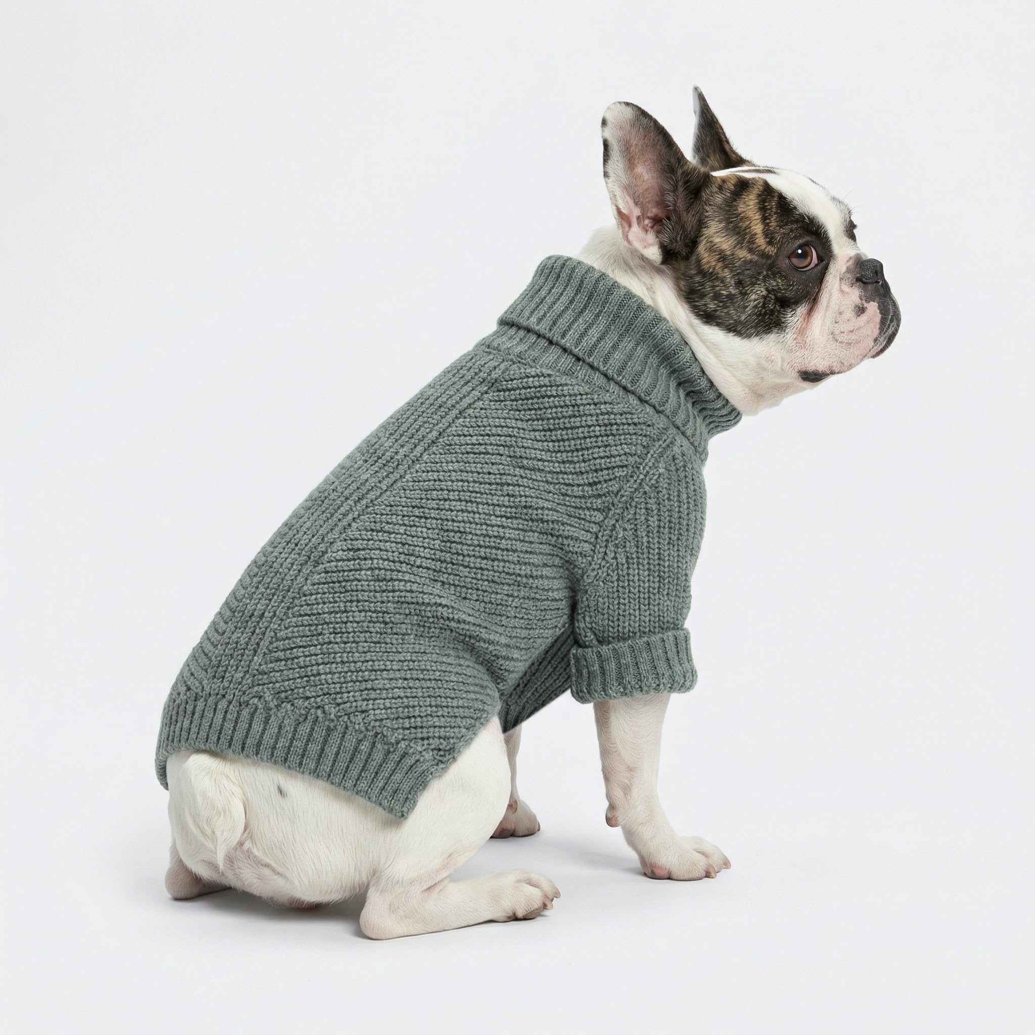 Fitwarm Pull à col roulé pour chien, manteau thermique en tricot pour animal de compagnie, vêtements d'hiver pour petit chien, vêtement pour chat, gris chiné, taille XXL