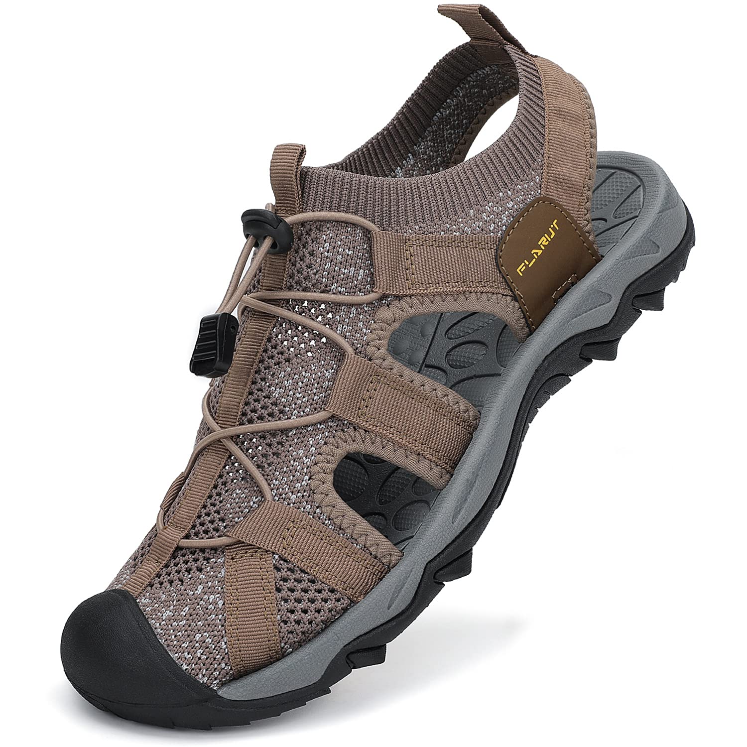 FLARUT Men's Sport Sandals Outdoor Hiking Sandals Closed Toe Mesh Athletic Lightweight Trail Walking Casual Sandals Water Shoes (C-Brown,45)