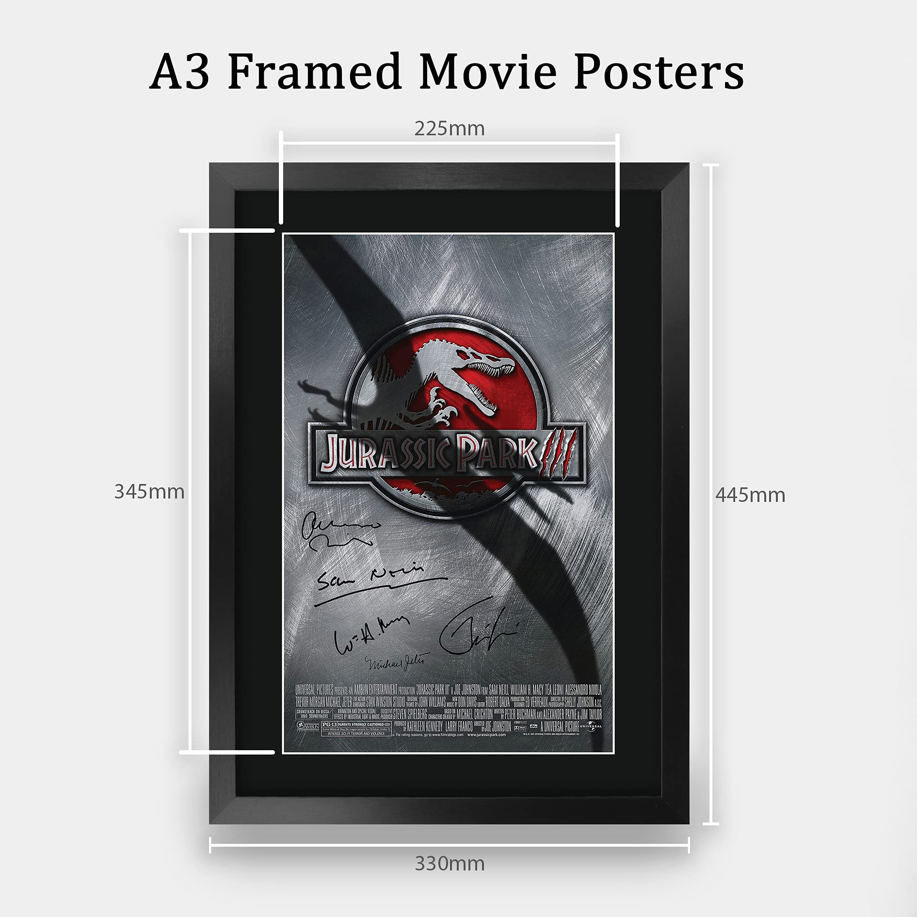 HWC Trading Jurassic World 4 Rebirth 2025 Rebirth Geschenke Geduckter Poster Signiertes Autogramm Foto für Fans von Film Memorabilien - A3 Gerahmt