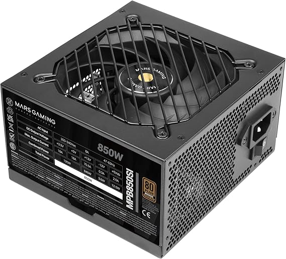 Mars Gaming MPB550SI, ATX-Netzteil 550W, 7 Jahre Garantie, 80Plus Bronze 230V, 90% Effizienz, SI Extreme Silence Lüfter, AI2-RPM-Technologien, Japanische Kondensatoren, Weiß