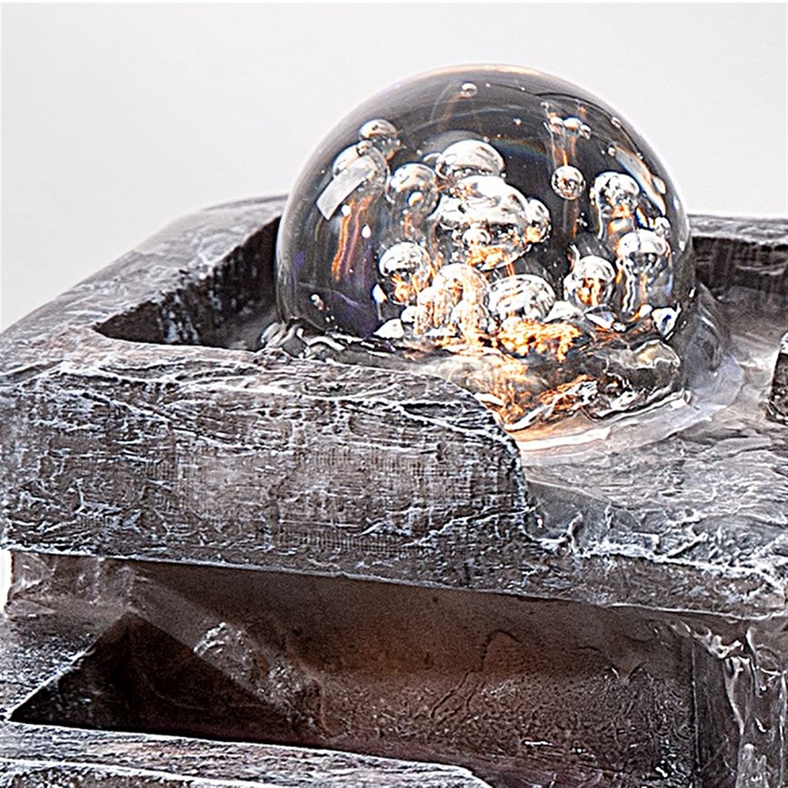 Fuente de Mesa Decorativa para Interior, Fuente de Agua con Cascada, de Resina, con Bomba de Agua, Feng Shui Zen, decoración para salón, Dormitorio, Oficina, 31 x 31 x 22 cm