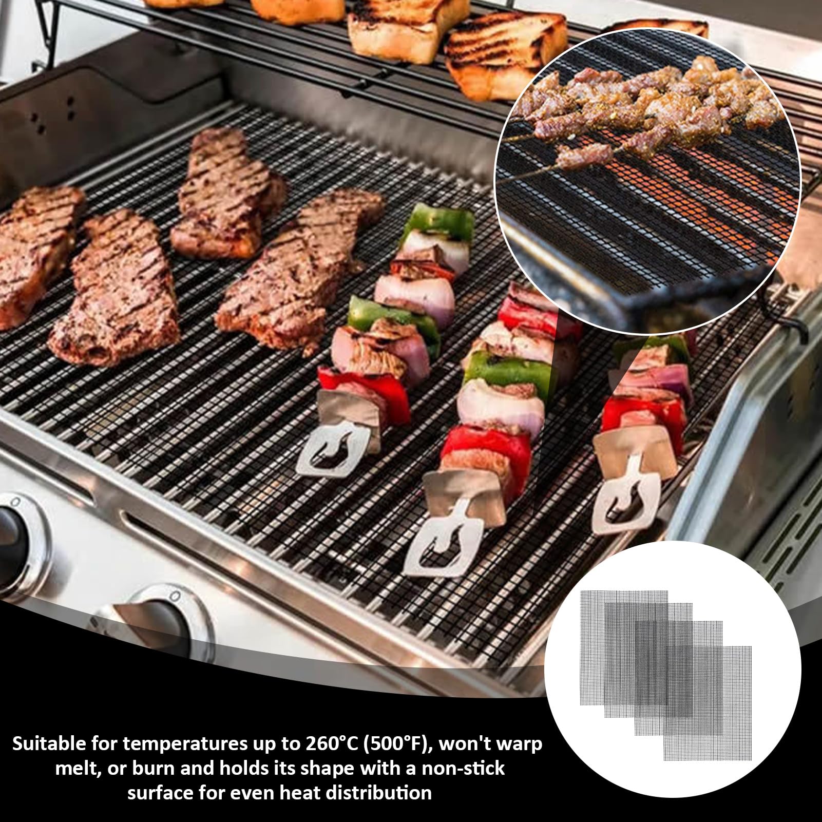 4er Set Grillmatten 40x30cm - Hitzebeständig Bis 260°C Für Gasgrill & Holzkohle