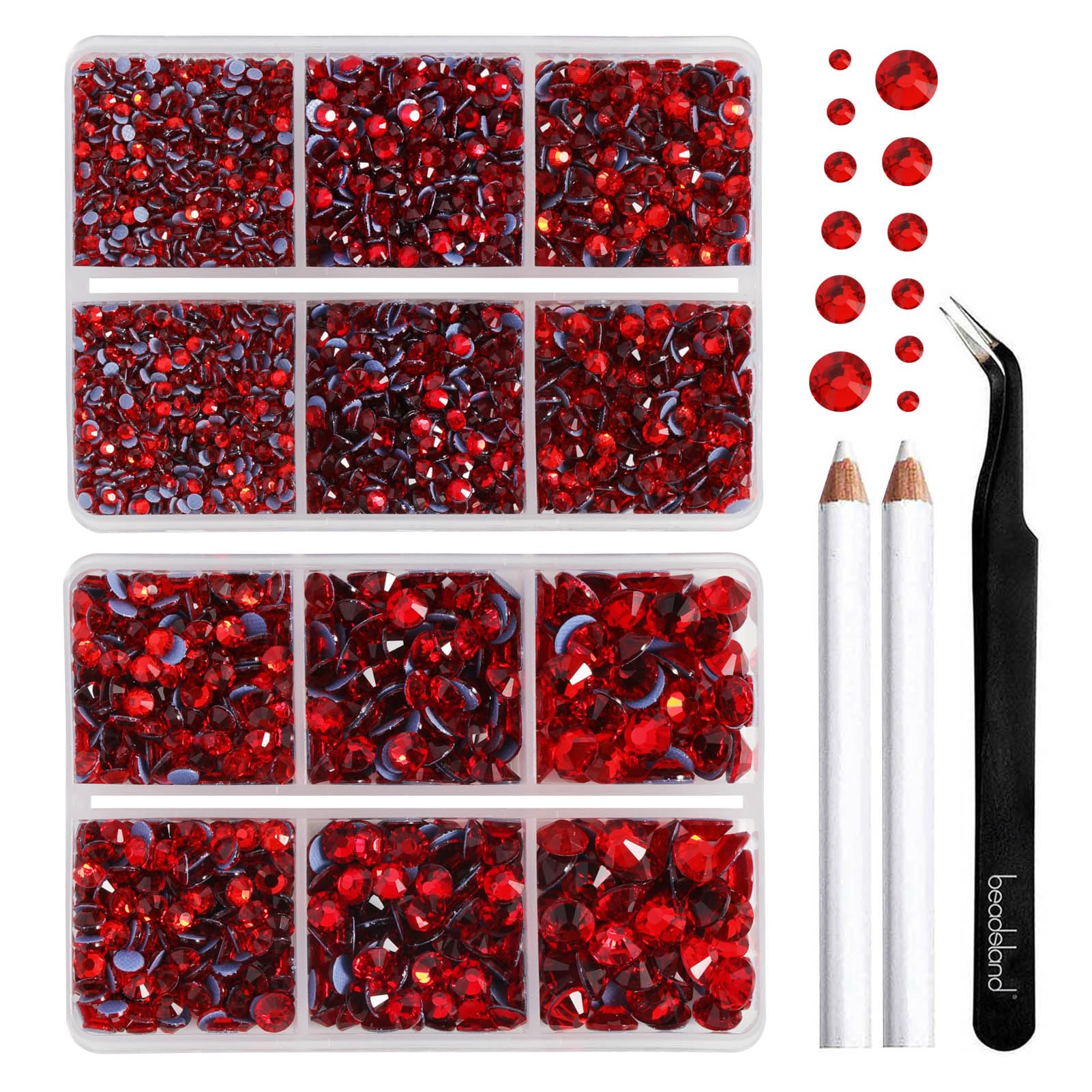 Beadsland Hotfix Rhinestones, Light Siam, 6080pcs Mixed 5 Sizes