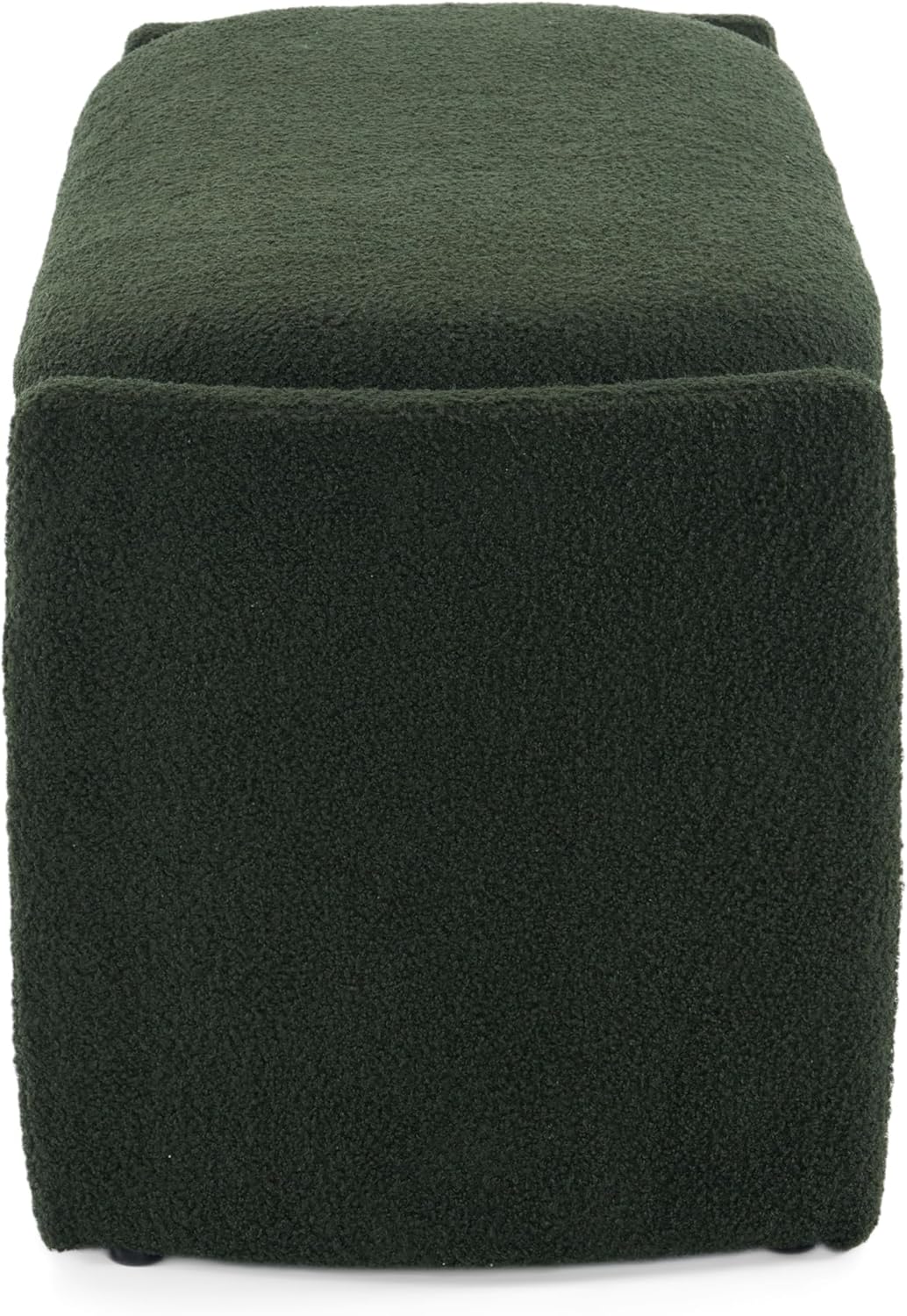 Christopher Knight Home Neapo Oval Storage Ottoman, Boucle Bench Ottoman, Storage Bench Chair, Hidden Space, End of Bed Upholstered Storage Bench for Living Room Bedroom Home Decor, Dark Green