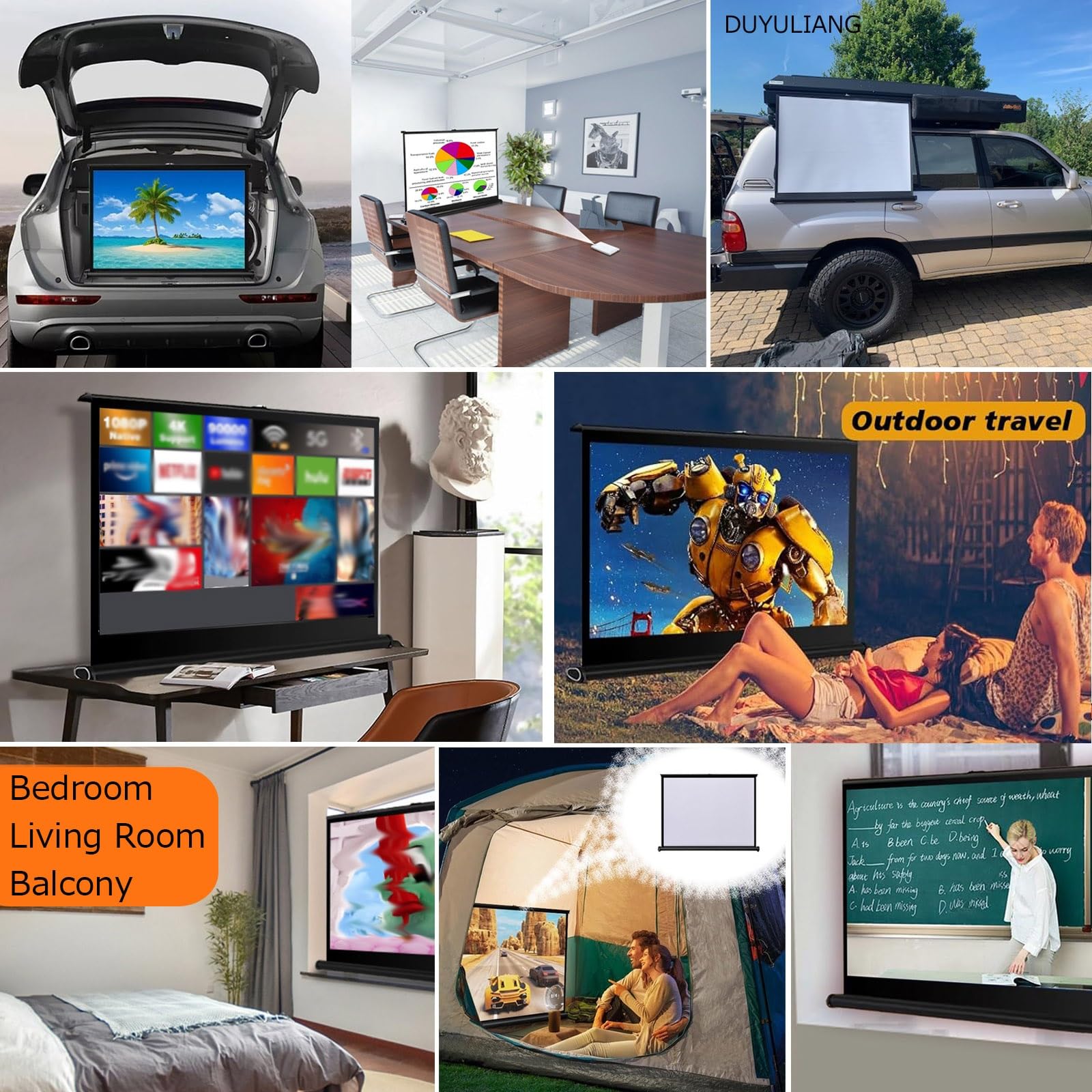Schermo Per Proiettore Manuale Da 20-50 Pollici, Ultra 4K 4:3 16:9 FHD Telo Per Proiezione Portatile, Retrattile Pull Up Projector Screen, Per Casa Ufficio All`Aperto Teatro Tavolo(16:9 50 inch)
